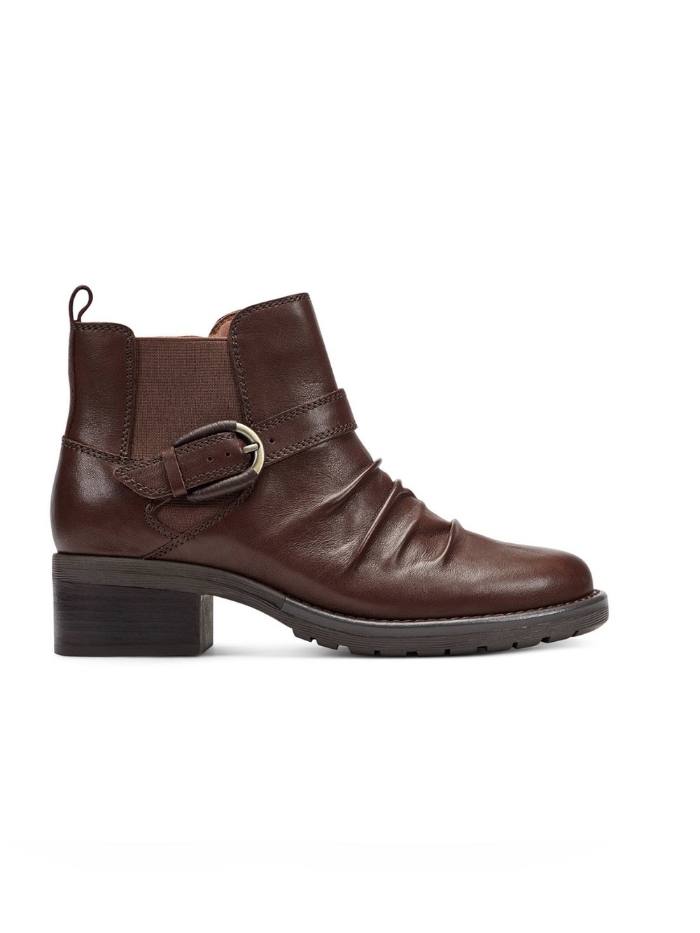 Earth Women's Dark Brown Leather Ankle Boots with Buckle